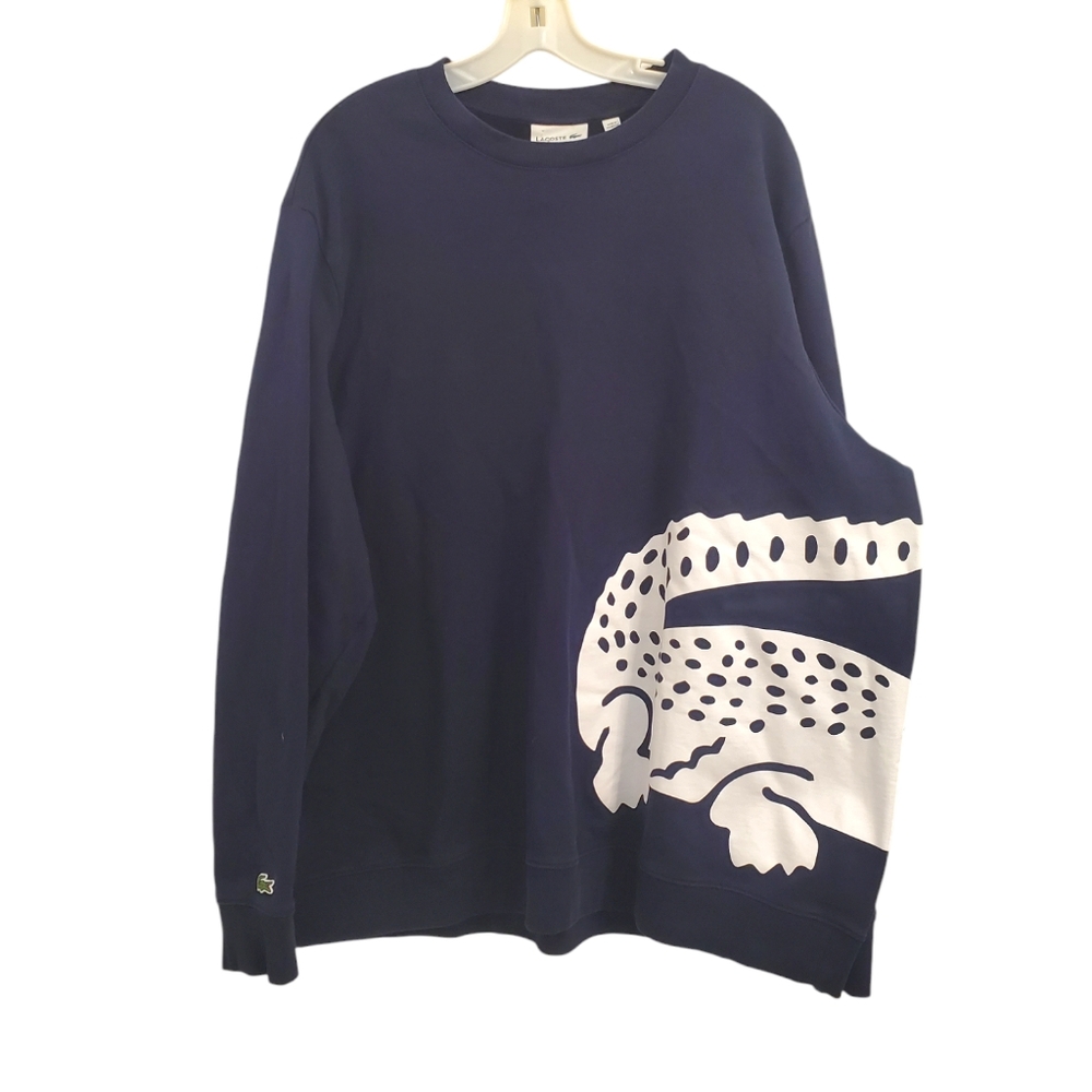Lacoste Navy Blue Sweatshirt with White Crocodile Design